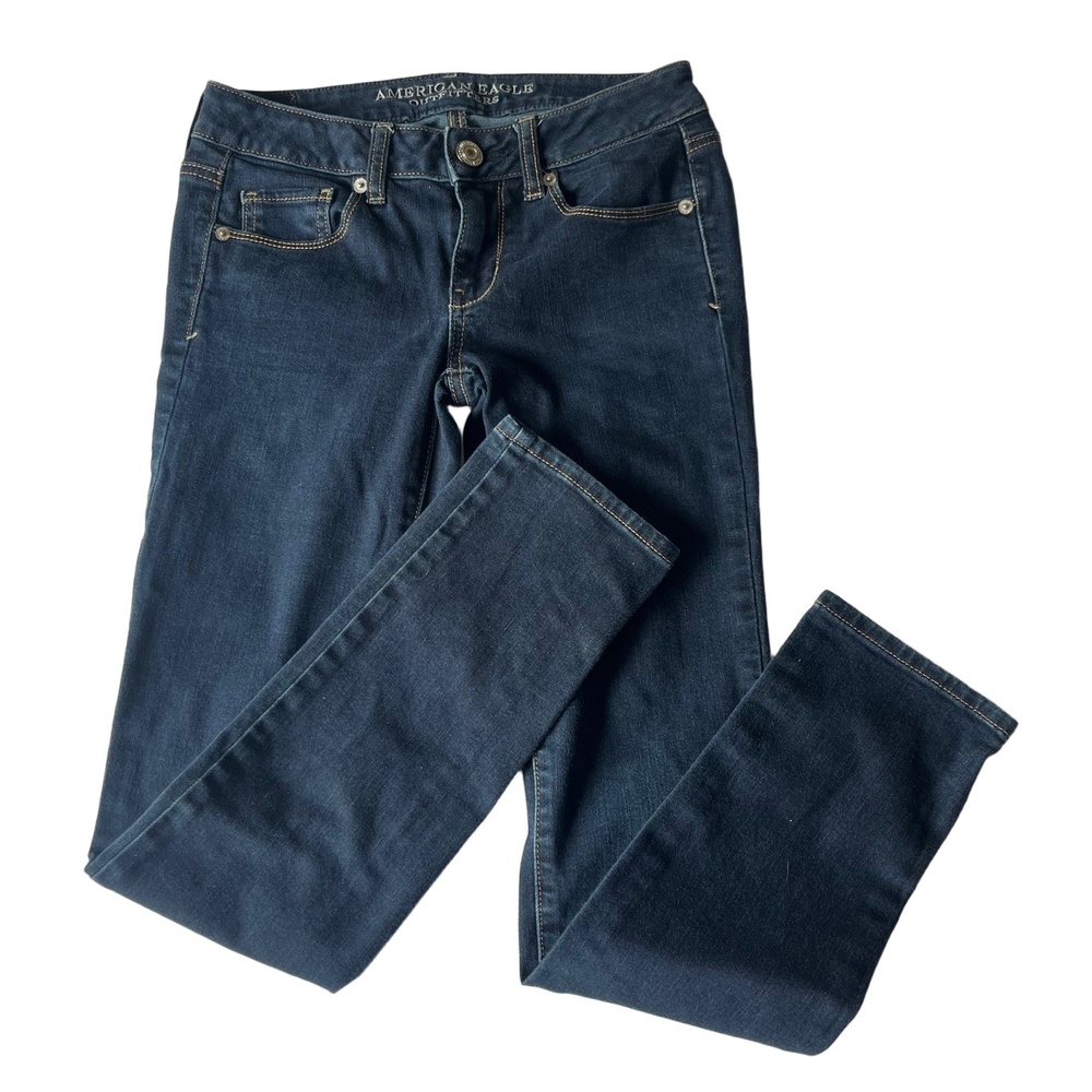 American Eagle Dark Wash 5-Pocket Button Fly Skinny Jeans Size 0